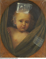 Bildnis eines Knaben, der hinter einem Vorhang hervorsieht